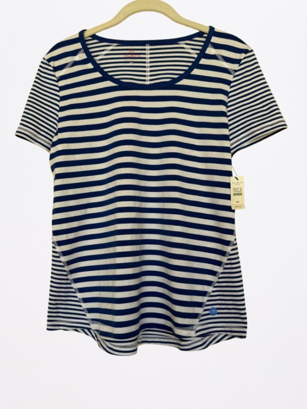 Talbots Blue and White Striped Tee - NWT, Petite M, FREE Jewelry Gift Included!